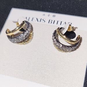 Alexis Bittar Gold and Silver Hoop Earrings